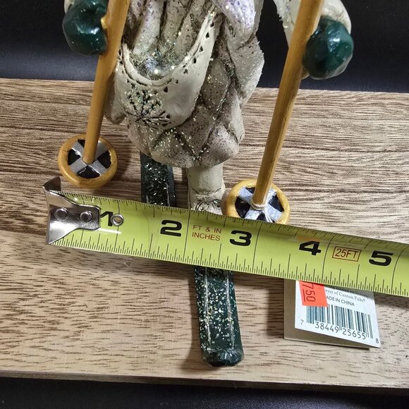 RARE NWT Pam Schifferl Winter White Santa Figurine On Skis Handcrafted Midwest - Picture 15 of 15